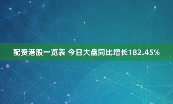 配资港股一览表 今日大盘同比增长182.45%